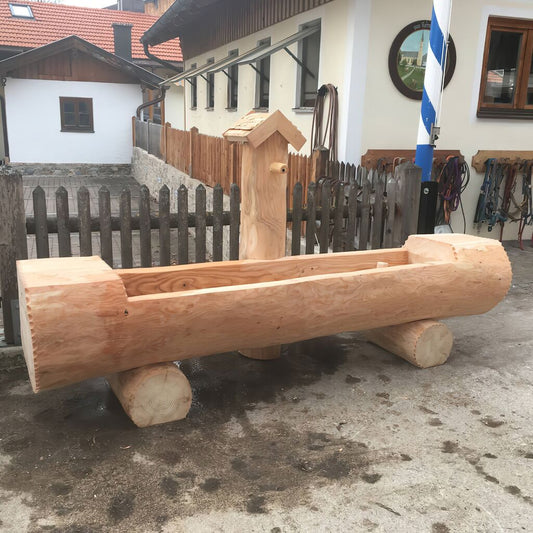  Ländlicher Alpen Baumstammbrunnen Trog Aus Lärchenholz - Clariden