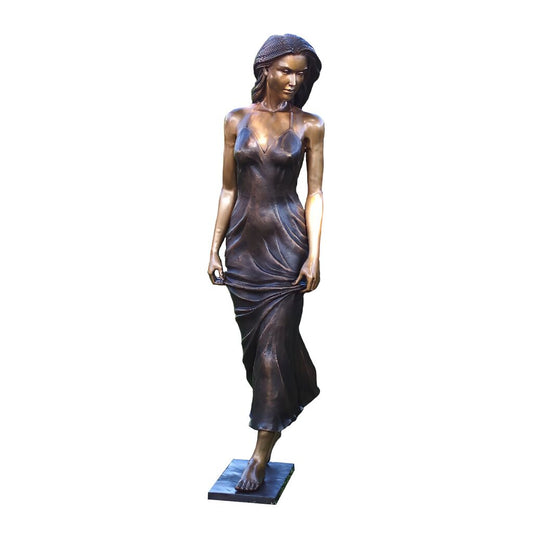  Lebensgroße Frauenstatue Mit Kleid Aus Bronze - Adelinde
