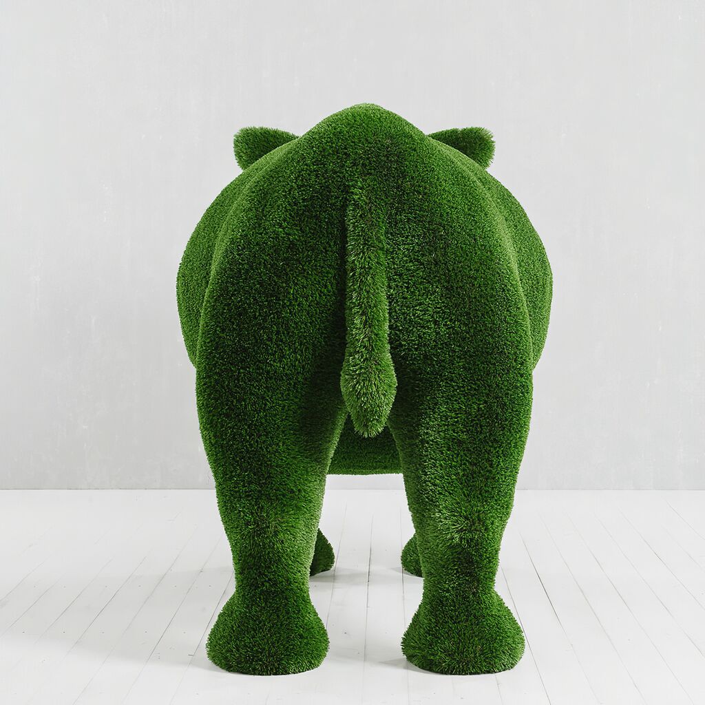  Lebensgroße Nashorn Skulptur - Topiary - GFK - Grün - Akono