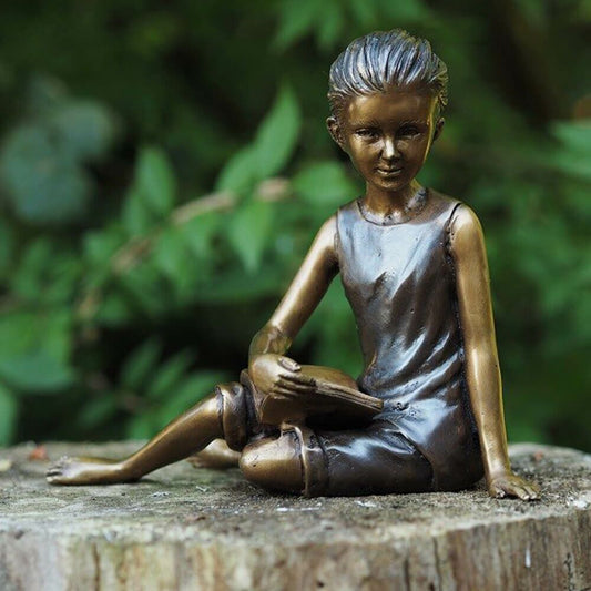  Lesendes Bronze Mädchen Als Gartendeko - Juliette