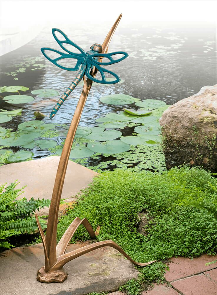  Libelle Auf Halm Sitzend Aus Bronze In Türkis - Libelle
