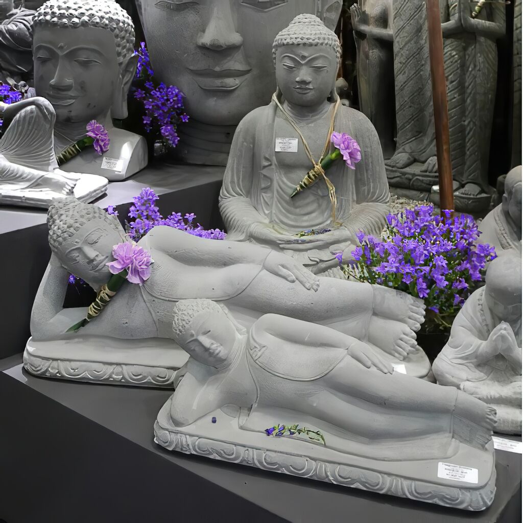  Liegende Buddha Steinfigur Aus Steinguss - Himbutari