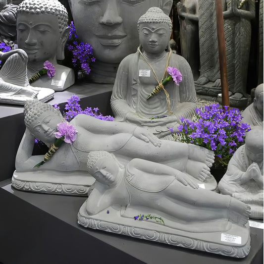  Liegende Buddha Steinfigur Aus Steinguss - Himbutari