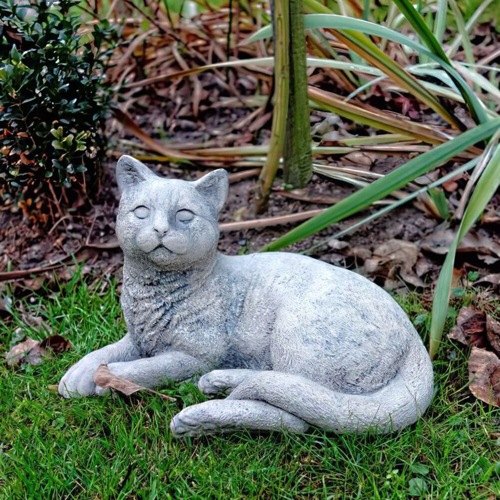  Liegende Katze - Wetterfeste Steinguss Gartendekoration - Mauritio