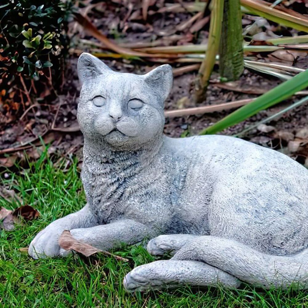  Liegende Katze - Wetterfeste Steinguss Gartendekoration - Mauritio