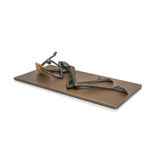  Liegende Menschenfigur Mit Buch Aus Bronzeguss - Reader
