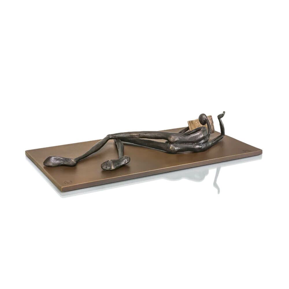  Liegende Menschenfigur Mit Buch Aus Bronzeguss - Reader
