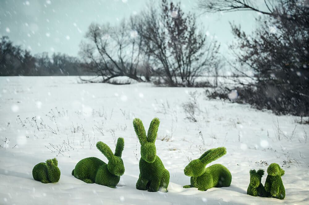  Liegender Hase Als Gartenfigur - Topiary - Kunststoff - Hilka