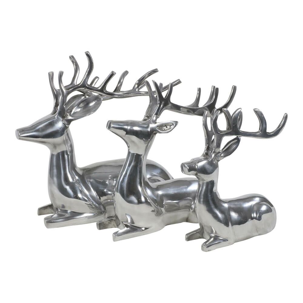 Liegender Hirsch Aus Aluminium - Silberfarben - Blixem