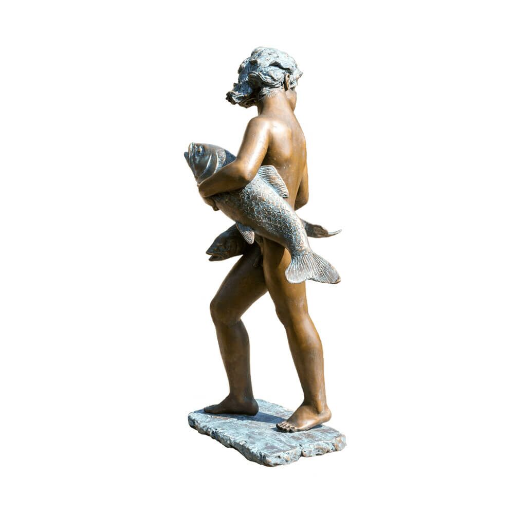  Limiterte Kind-Statue Aus Bronze Mit Fischen - Fischdieb