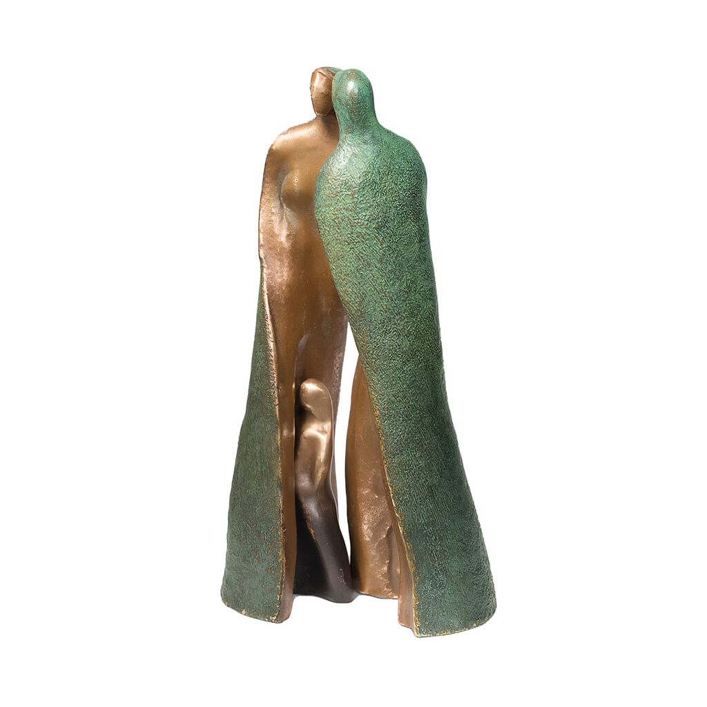  Limitierte 3-teilige Bronzefigur Vater, Mutter, Kind - Familie