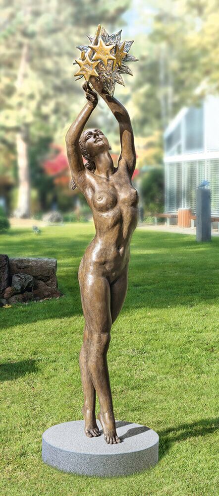  Limitierte Bronze Akt Statue Mit Sockel Und Sternen - Sonne, Mond Und Sterne
