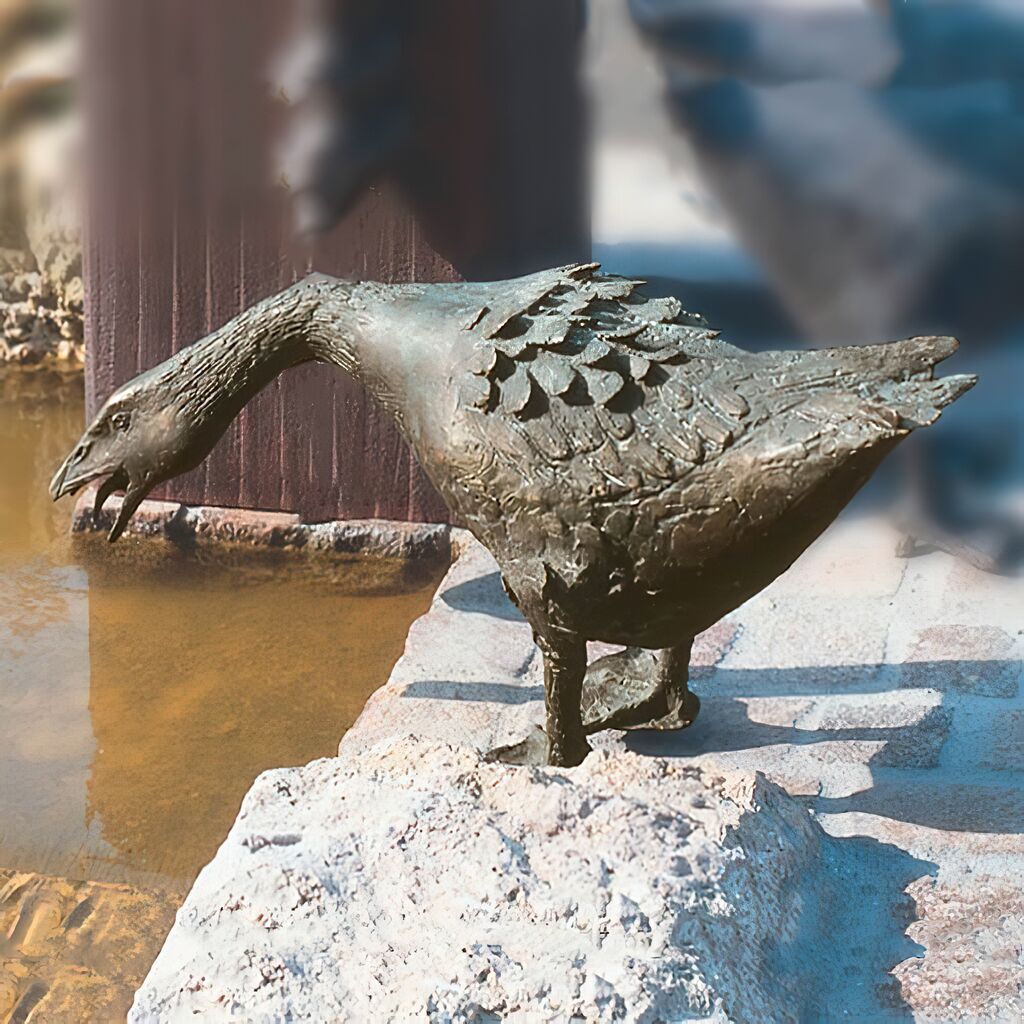 Limitierte Bronze Künstleredition - Vogelfigur - Gans In Angriffsstellung