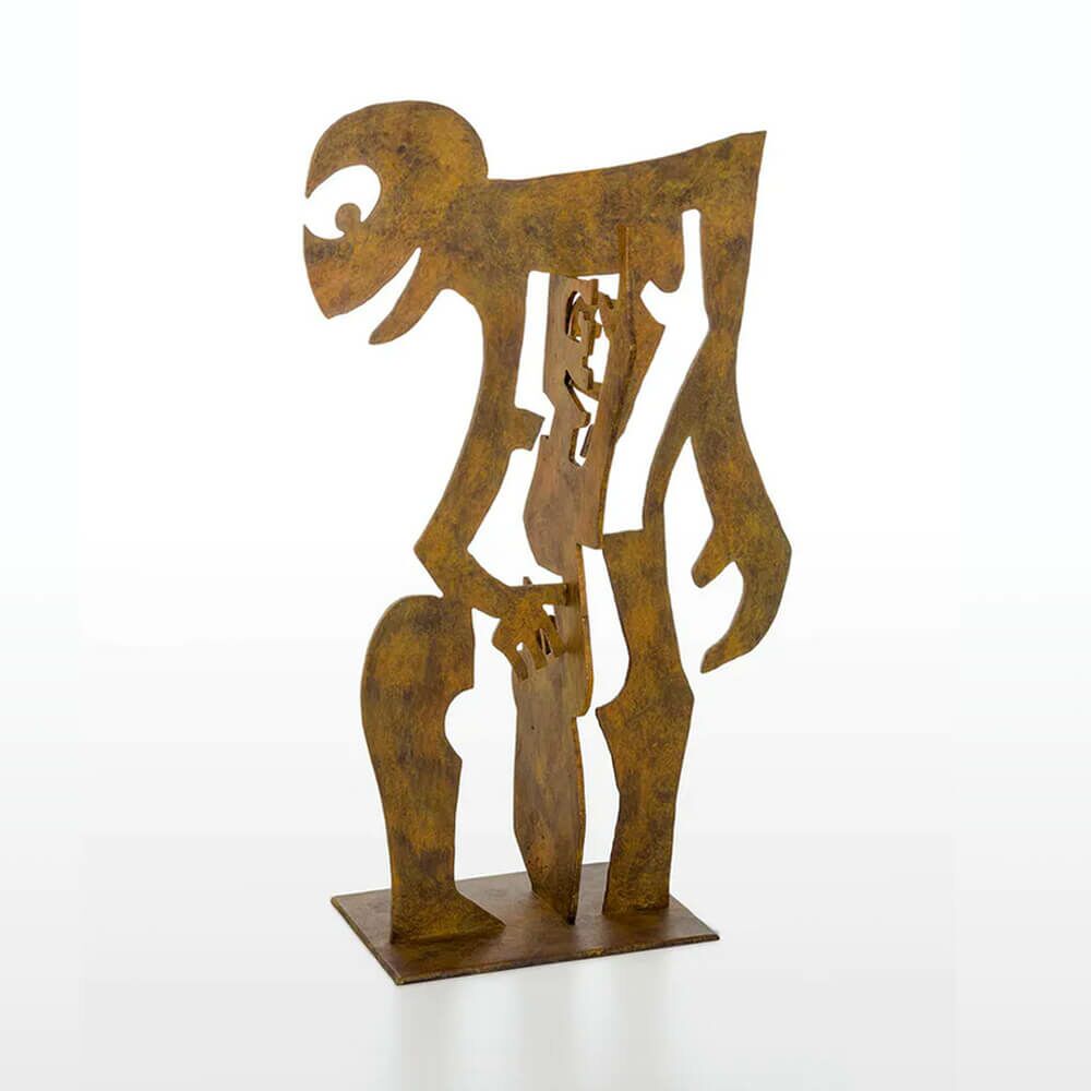 Limitierte Bronze Kunstskulptur In Rostoptik - Mensch Mit Mensch