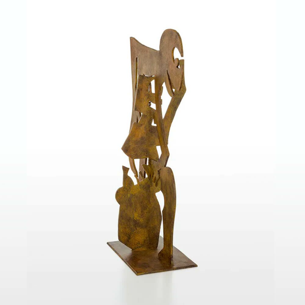  Limitierte Bronze Kunstskulptur In Rostoptik - Mensch Mit Mensch