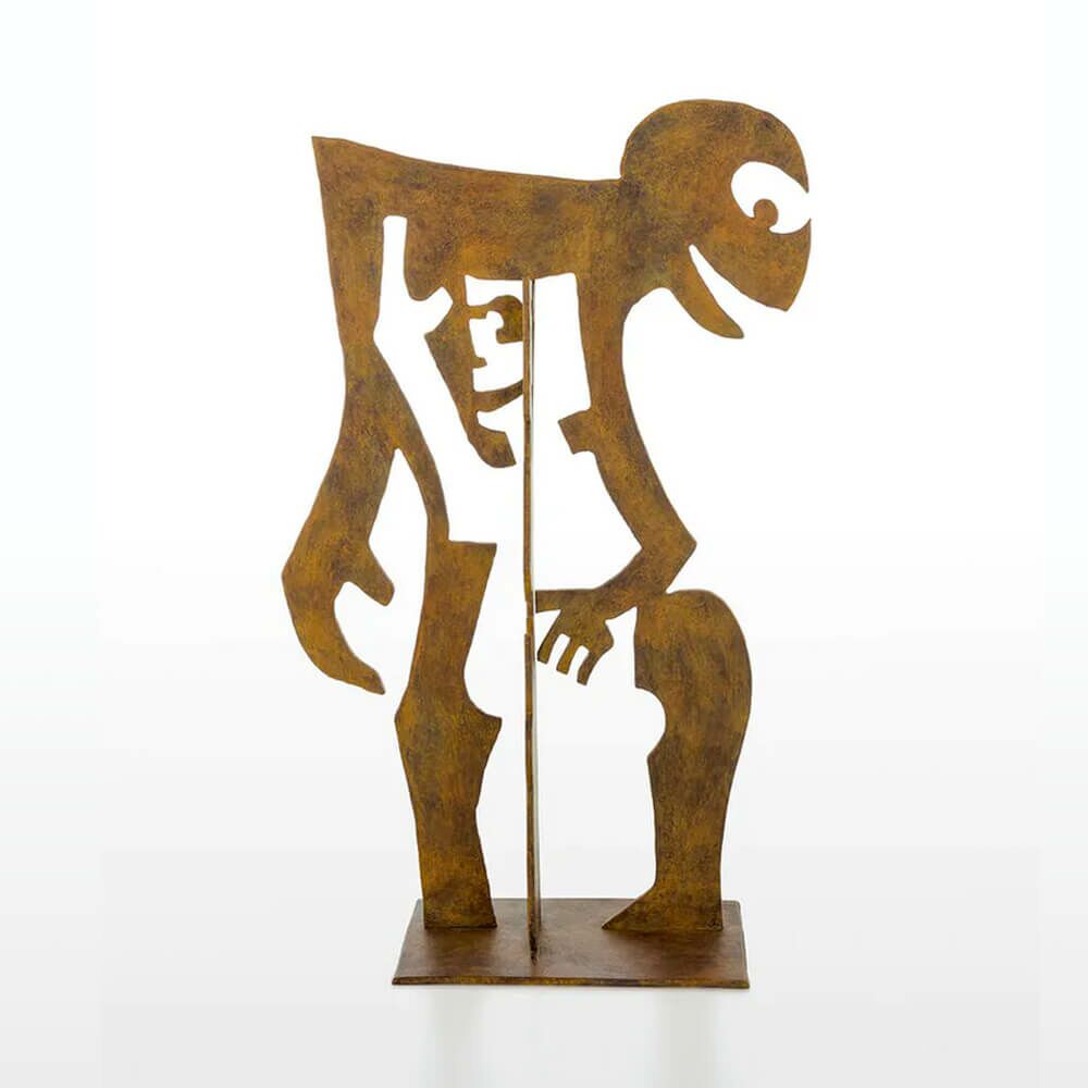  Limitierte Bronze Kunstskulptur In Rostoptik - Mensch Mit Mensch