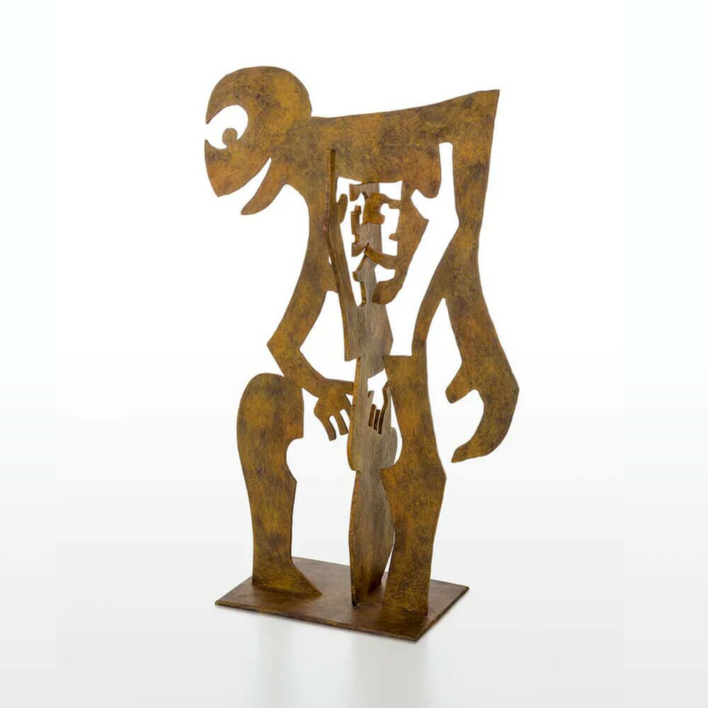  Limitierte Bronze Kunstskulptur In Rostoptik - Mensch Mit Mensch
