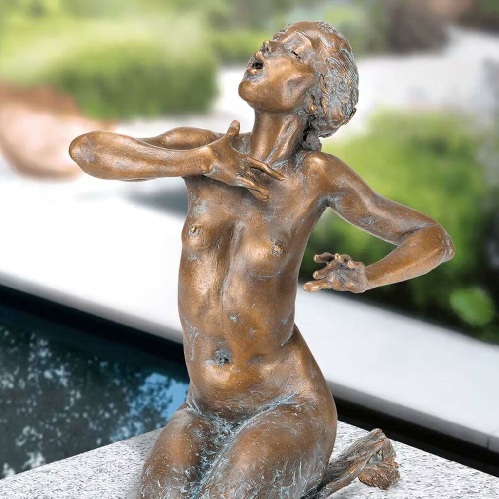  Limitierte Bronze Teichfigur - Singende Meerjungfrau - Parthenope