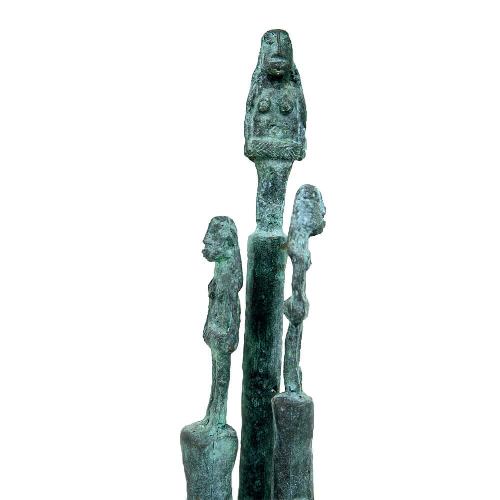  Limitierte Bronzeplastik - 3 Statuen Auf Säulen - Garten
