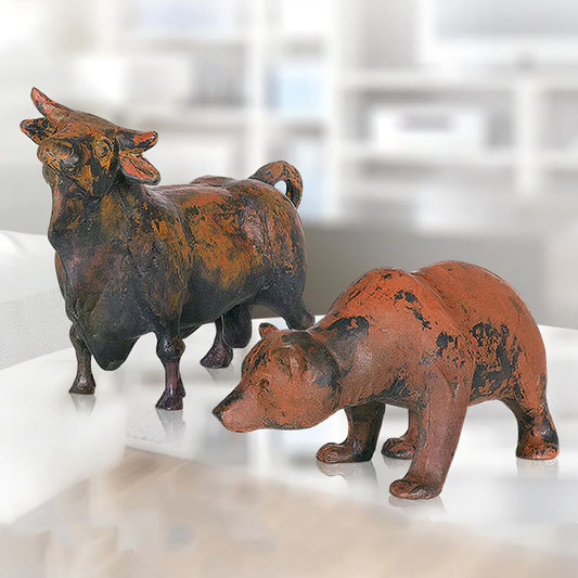  Limitierte Designer Tierfiguren Aus Bronze - Bulle & Bär