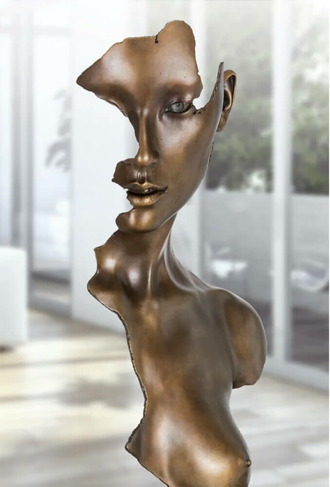  Limitierte Frauenbüste Aus Bronze - Modern - Fragmented Girl