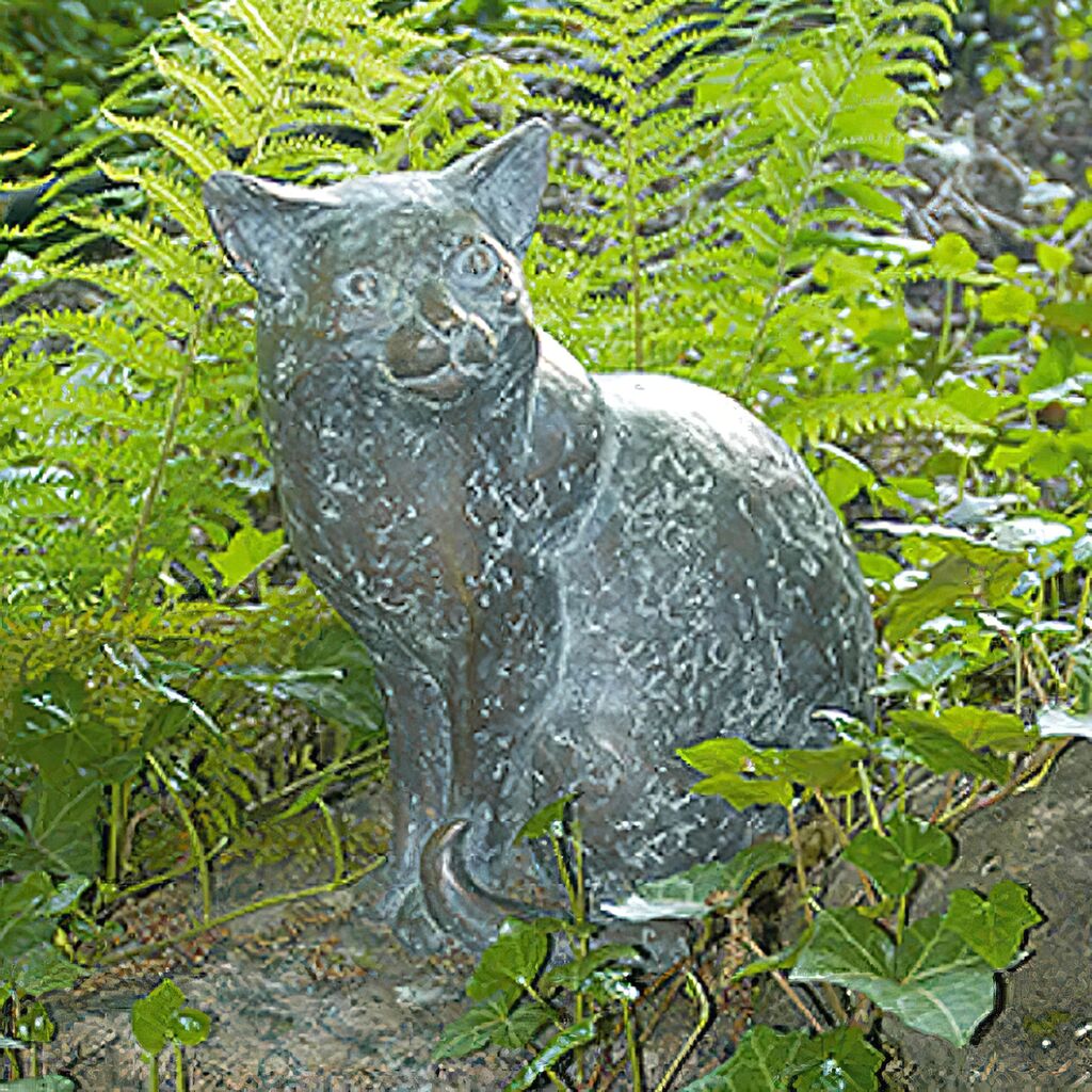  Limitierte Garten Bronzeskulptur Sitzende Katze - Katze