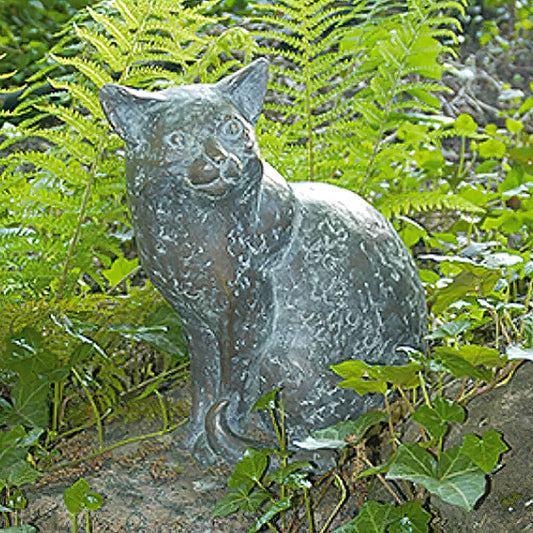  Limitierte Garten Bronzeskulptur Sitzende Katze - Katze