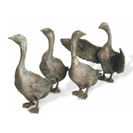  Limitierte Künstler Vogelfiguren Aus Bronze - Gänse Set