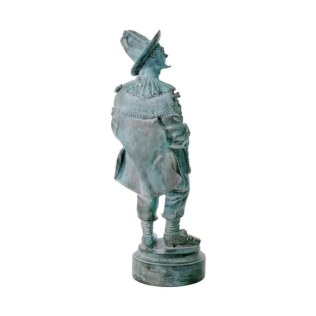  Limitierte Mann Bronzeskulptur Mit Grüner Patina - Der Lebemann