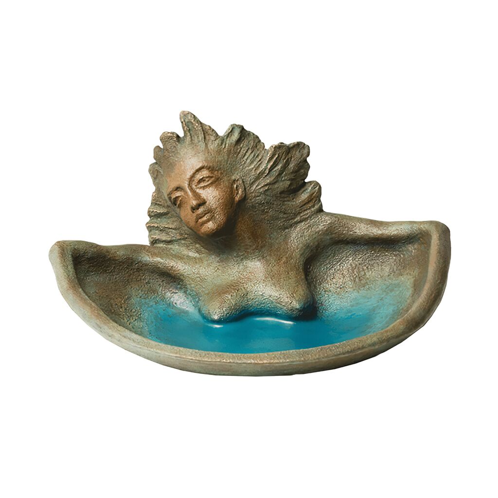  Limitierte Wasserschale Aus Bronze Mit Nixenbüste - Nixenschale Boden
