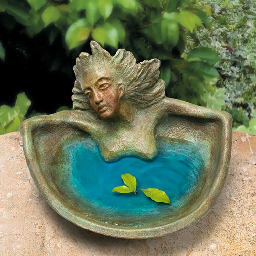  Limitierte Wasserschale Aus Bronze Mit Nixenbüste - Nixenschale Boden
