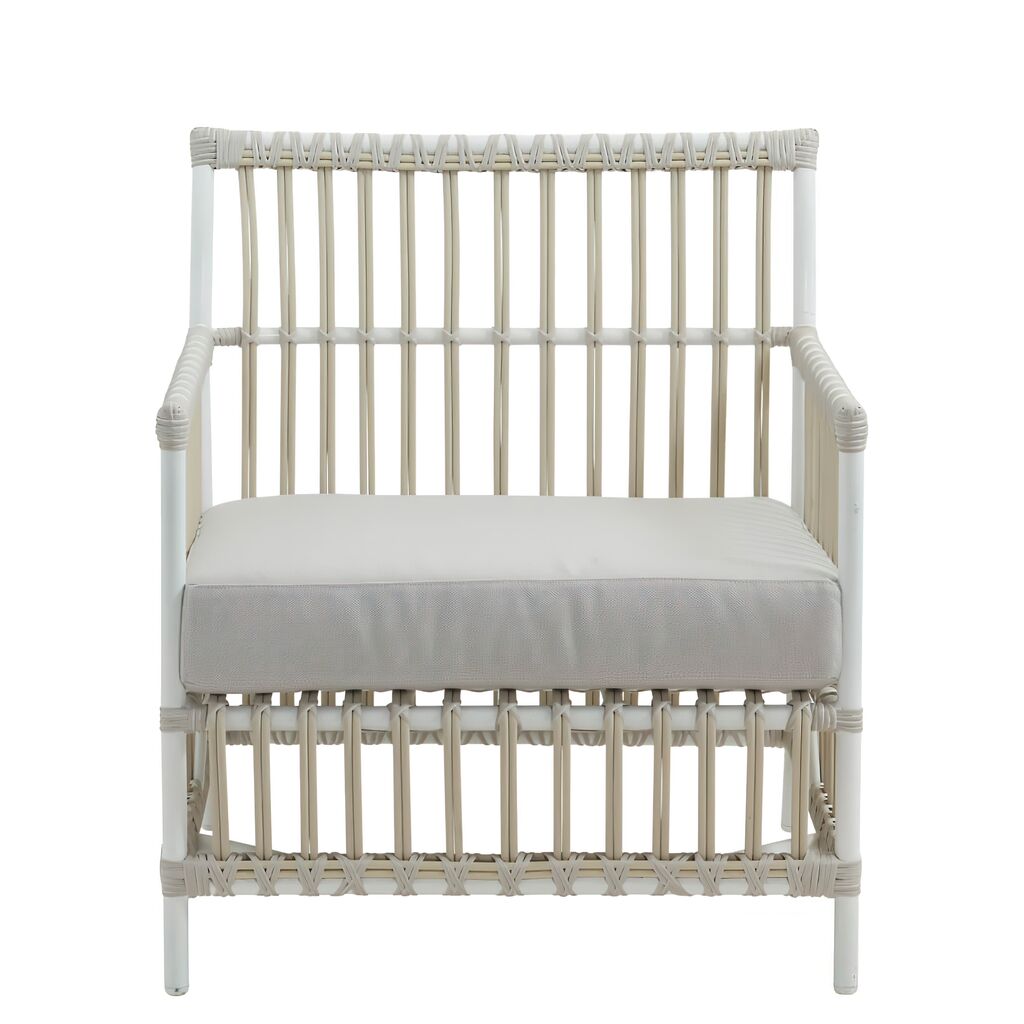  Lounge-Sessel Aus Alu-Rattan In Weiß Mit Sitz- Und Rückenkissen - Loungechair Caya