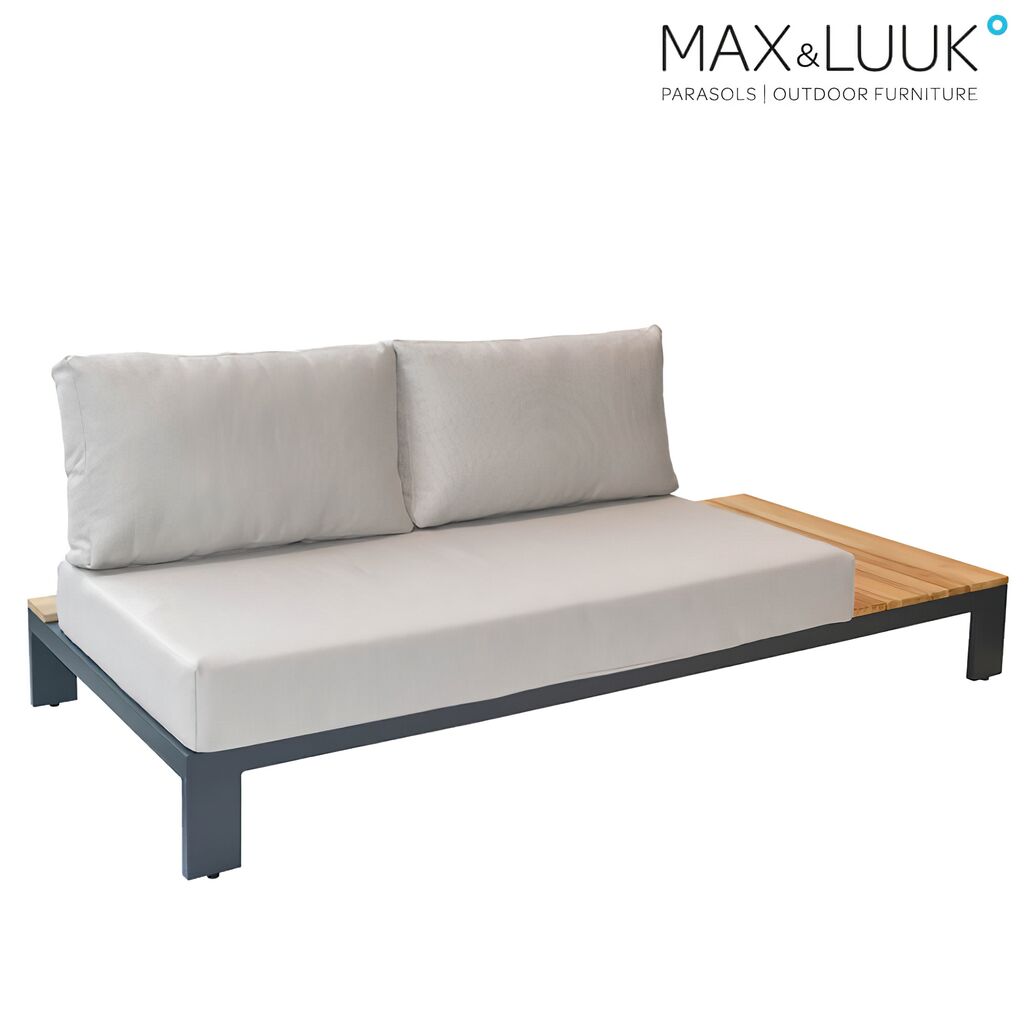  Loungebank Von Max & Luuk Aus Alu Und Teak Mit Ablagefläche Links - Mick Loungebank