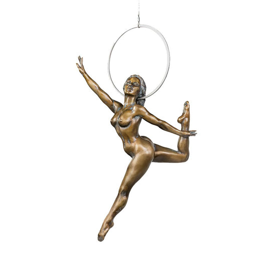  Lufttänzerin - Aktfigur - Bronzefrau Mit Reifen - Hadar