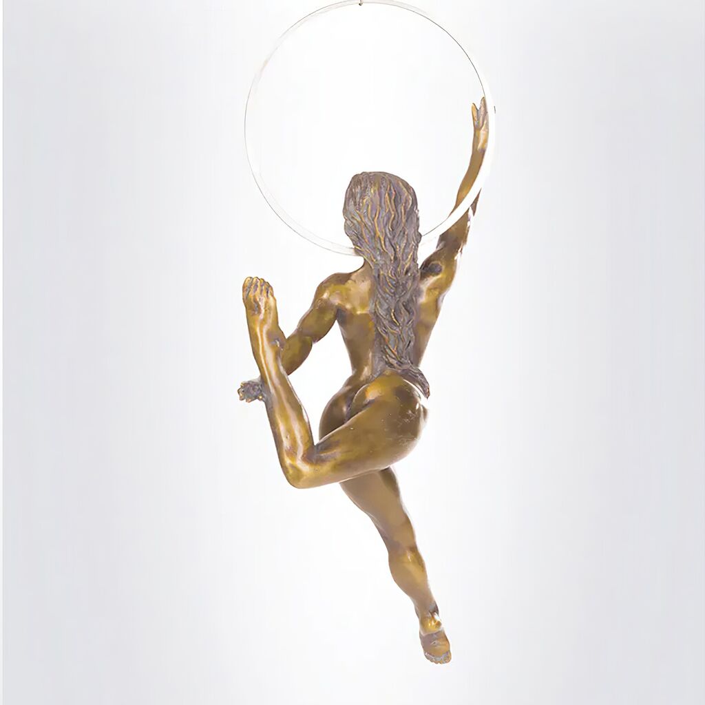  Lufttänzerin - Aktfigur - Bronzefrau Mit Reifen - Hadar