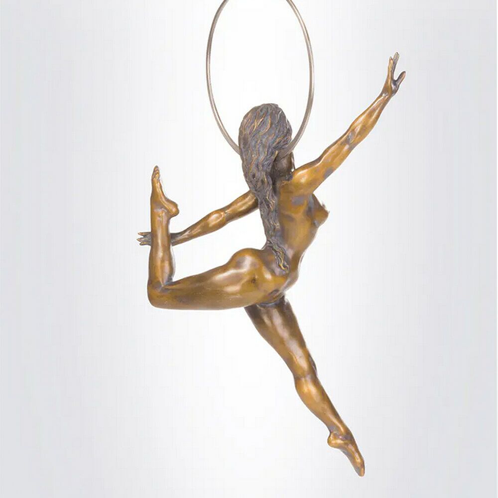  Lufttänzerin - Aktfigur - Bronzefrau Mit Reifen - Hadar