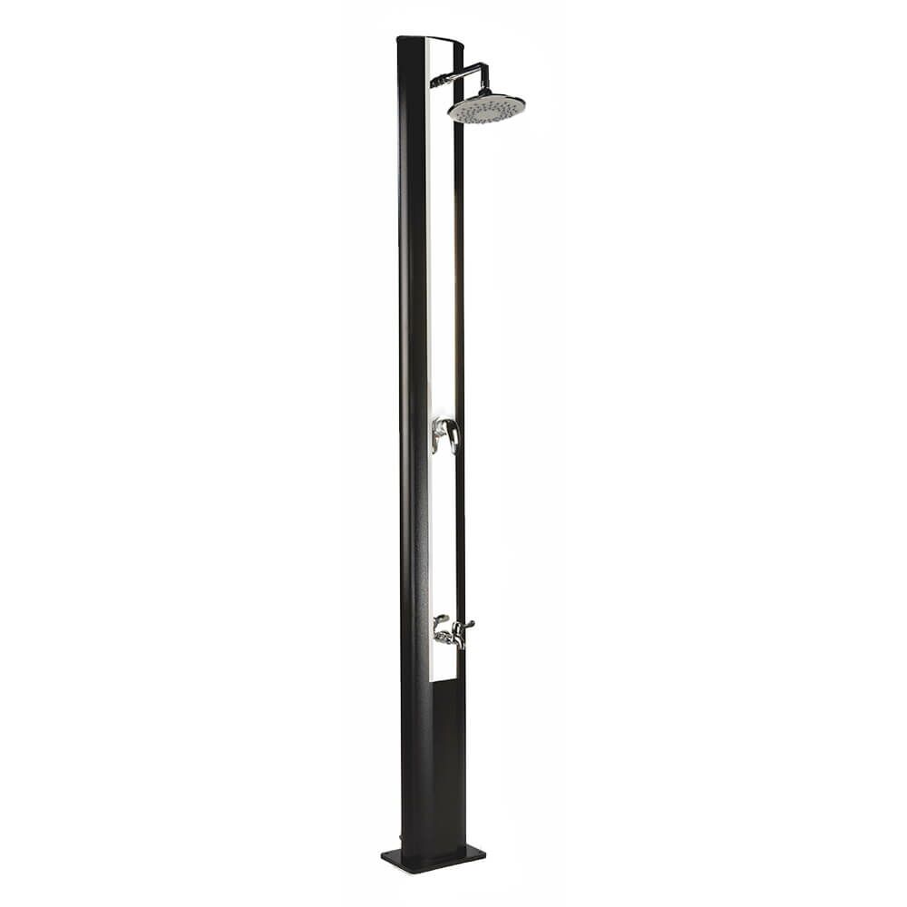  Luxuriöse Garten Solardusche - Mit Fußhahn - Schwarz & Silber - 35 L Wasserspeicher - Astera De Luxe