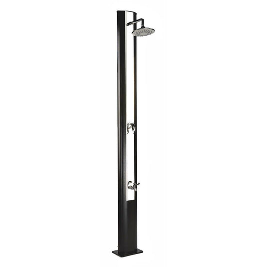  Luxuriöse Garten Solardusche - Mit Fußhahn - Schwarz & Silber - 35 L Wasserspeicher - Astera De Luxe