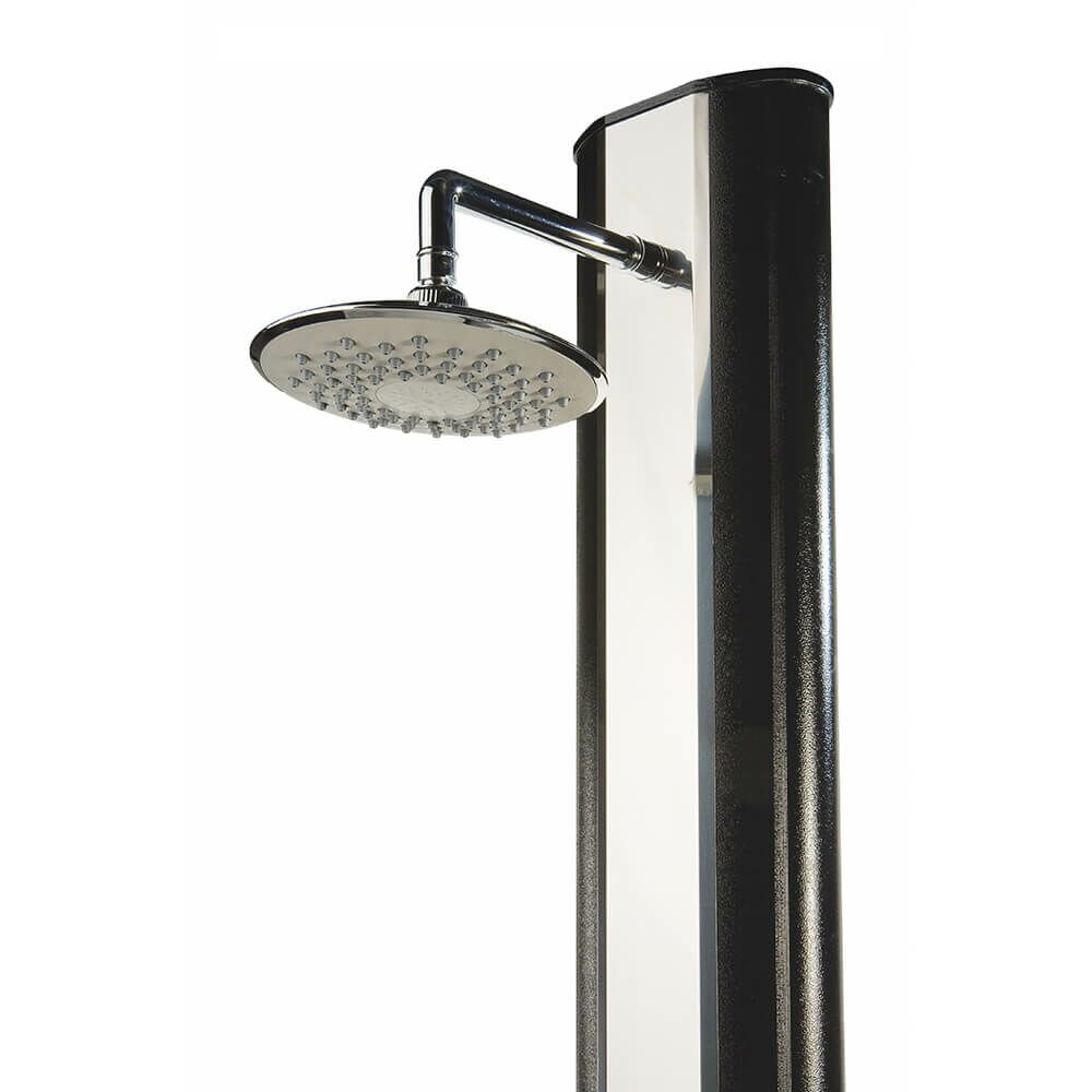  Luxuriöse Garten Solardusche - Mit Fußhahn - Schwarz & Silber - 35 L Wasserspeicher - Astera De Luxe