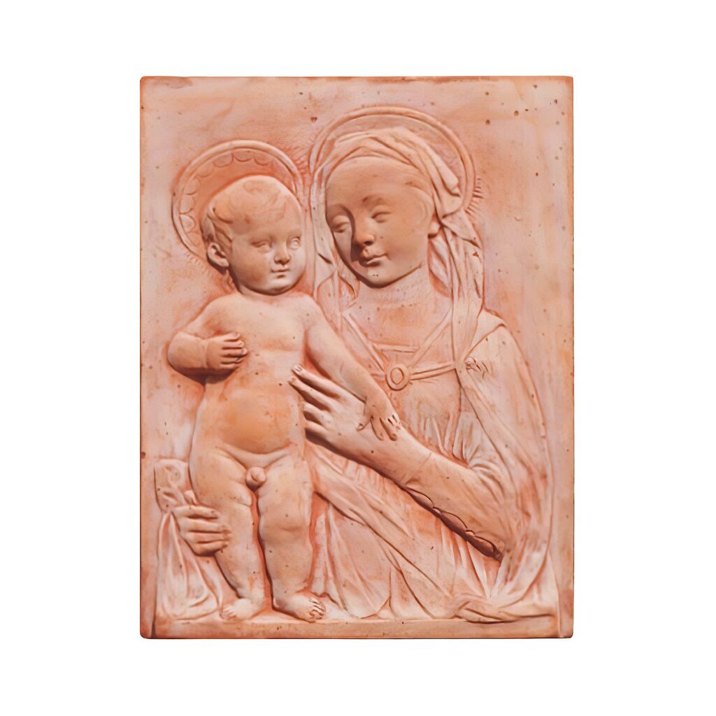  Madonna Mit Kind Auf Wand Relief Terrakotta - Bambino