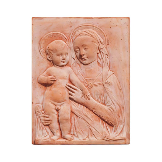  Madonna Mit Kind Auf Wand Relief Terrakotta - Bambino