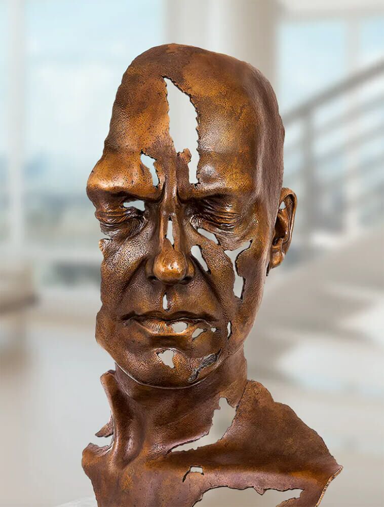  Mann Bronzebüste Mit Sockel In Limitierter Auflage - Fragment II