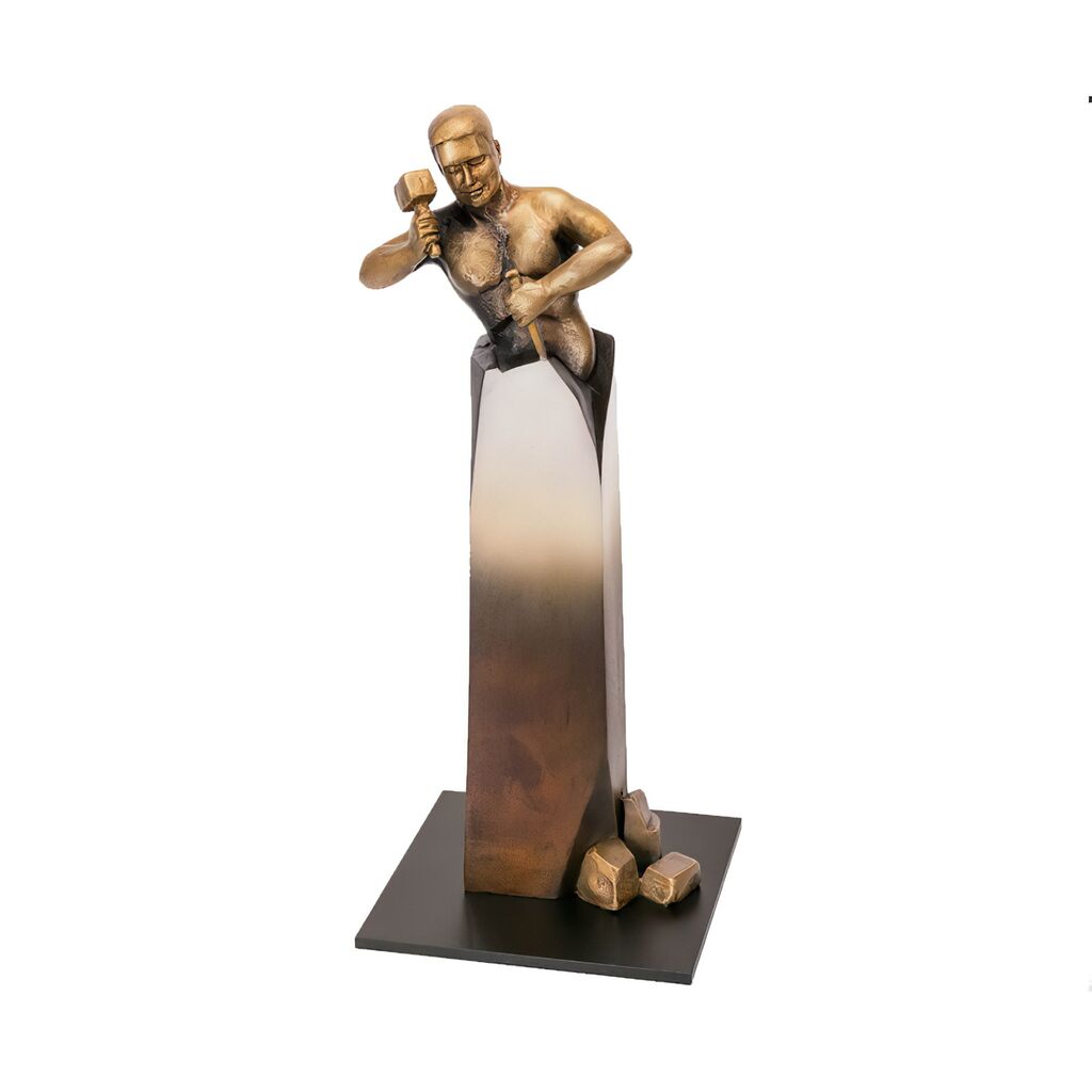  Mann Schmiedet Steinblock - Limitierte Bronzefigur - Le Sage 2015