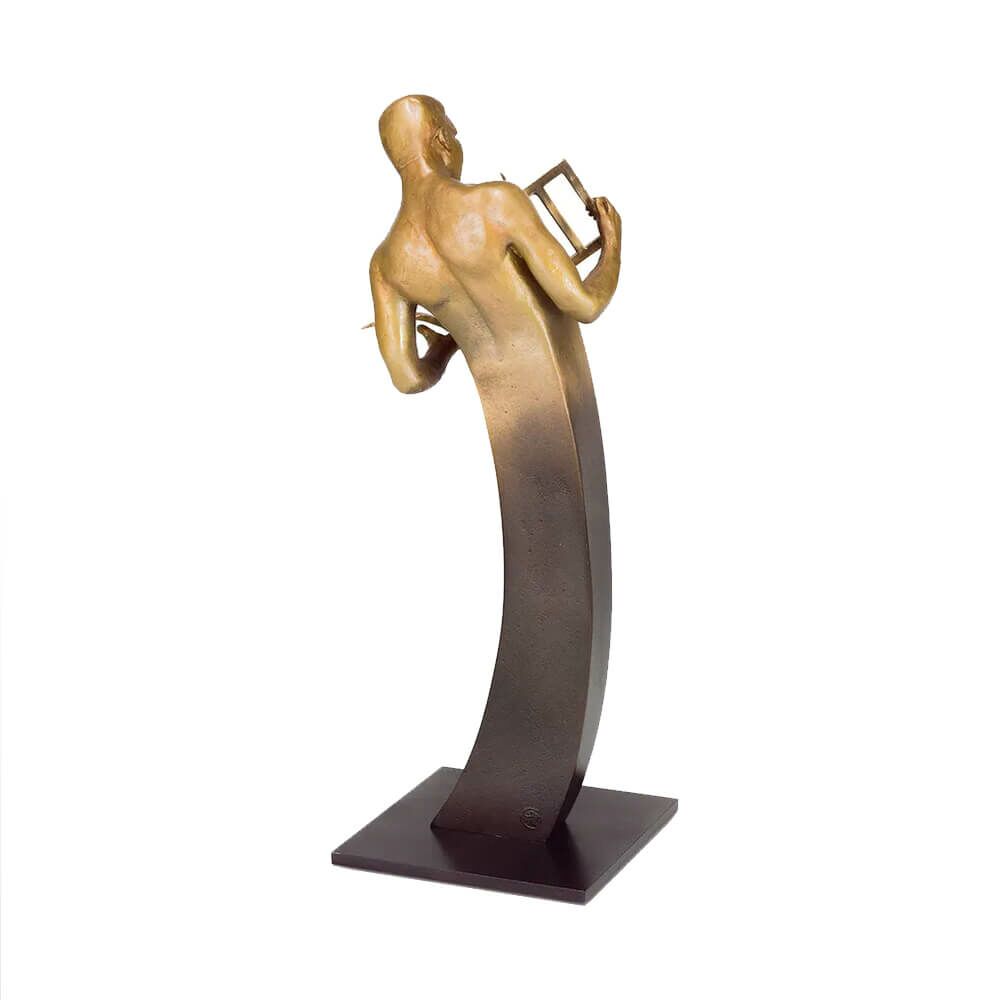  Mannskulptur Limitiert Aus Bronzeguss Mit Vögeln - Liberté