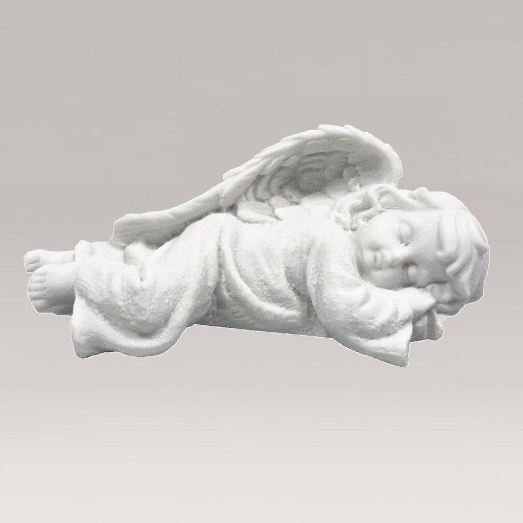  Marmorguss - Kleiner Engel Gartenfigur - Liegender Engel