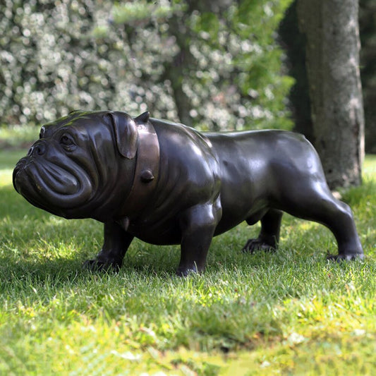  Massige Bulldogge Mit Halsband Aus Bronze In Lebensgroß - Bulldogge Feifel