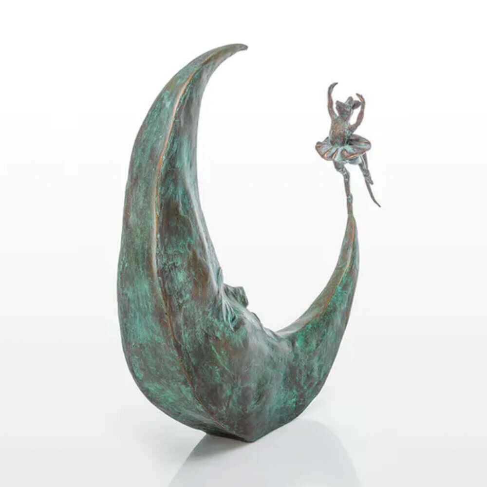  Maus Tanzt Auf Mondsichel Mit Gesicht - Limtierte Bronze - Dance Avec La Lune