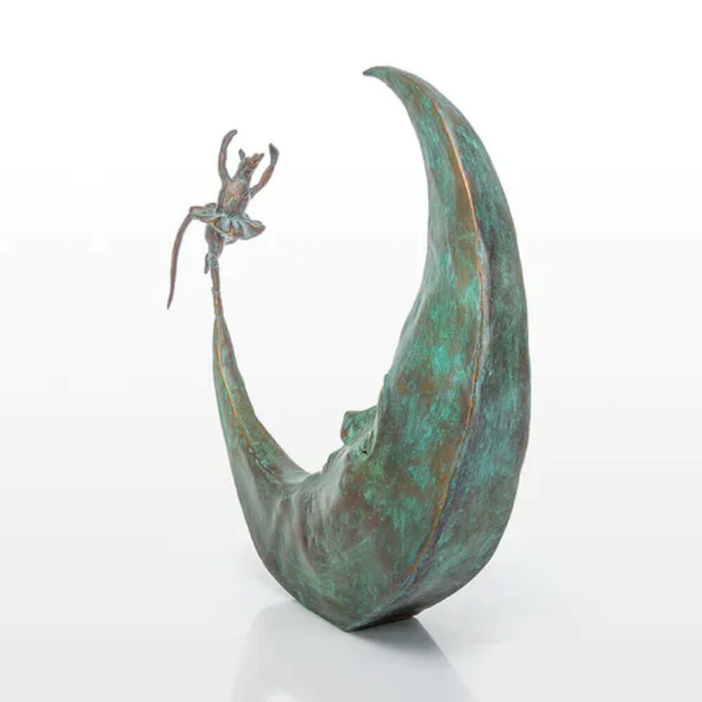  Maus Tanzt Auf Mondsichel Mit Gesicht - Limtierte Bronze - Dance Avec La Lune