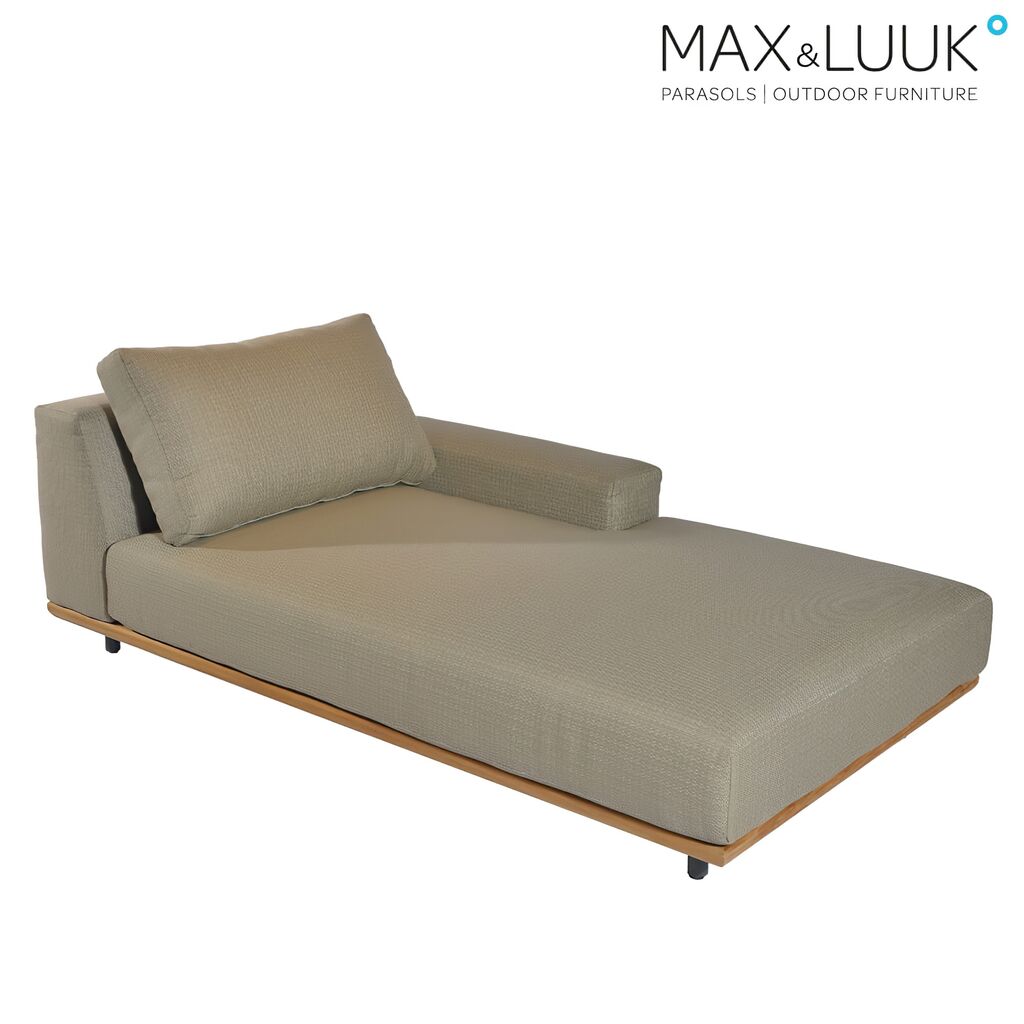  Max & Luuk Chaiselongue Aus Teak Mit Armlehne Links Und Polstern - Luke Chaiselongue