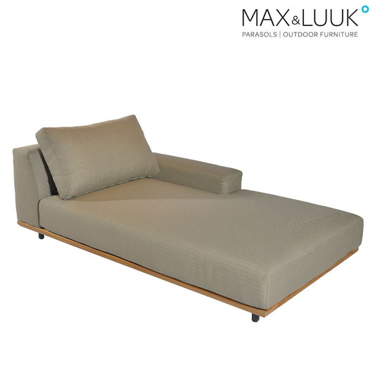  Max & Luuk Chaiselongue Aus Teak Mit Armlehne Links Und Polstern - Luke Chaiselongue